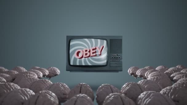 Concepto de propaganda y lavado de cerebro en los medios de comunicación. — Vídeo de stock