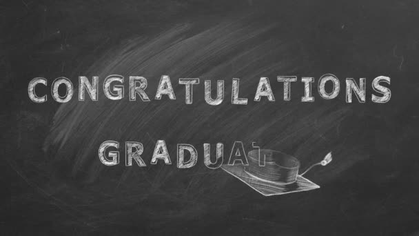 Congratulations graduates. Animated chalkboard illustration. — Vídeo de Stock