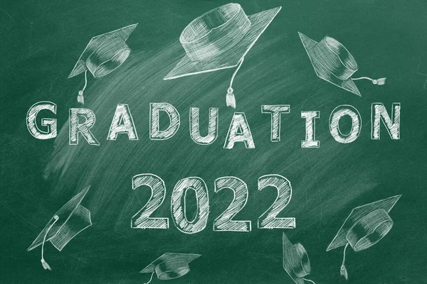 2022 년 졸업식. 칠판의 삽화. — 스톡 사진