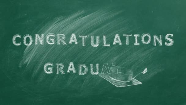 Congratulations graduates. Animated chalkboard illustration. — стоковое видео