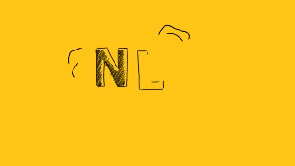 Programación Neurolingüística Dibujo Mano Del Cerebro Humano Amarillo Con Letras — Vídeos de Stock