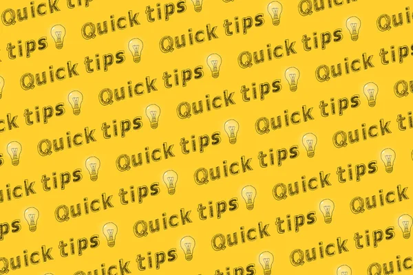 Quick Tips Light Bulbs Yellow Background Concept Idea Advice — Stock Photo, Image