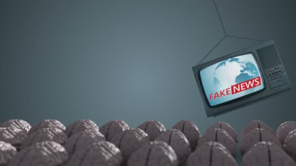 Fake News Text Screen Concept Influence Media People Broadcasting False — Vídeos de Stock