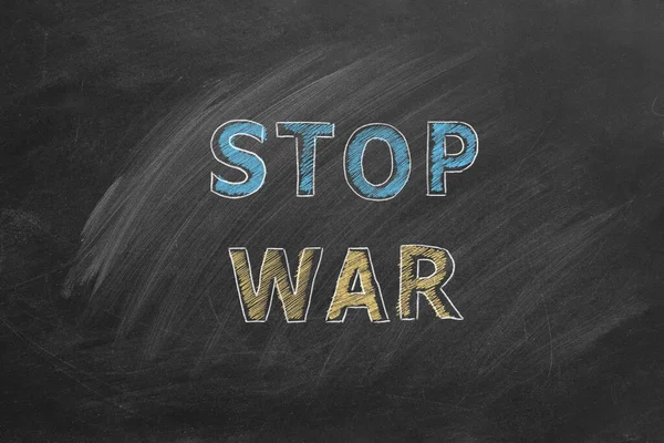 Lettering Stop War Hand Drawn Chalk School Blackboard — Foto de Stock