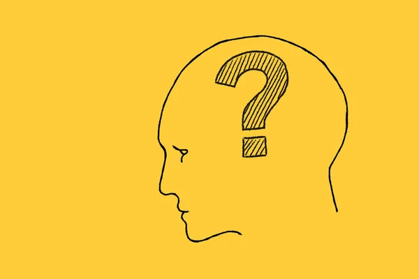 Human Face Question Mark Illustration Yellow Background — Stock Fotó