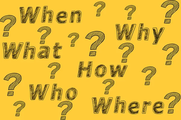 Six Most Common Questions Who What Why How Question Marks — Stock Fotó