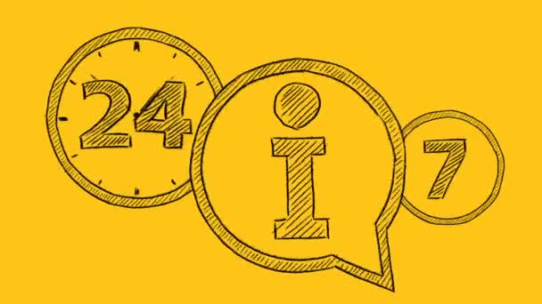 Information Sign Info Icon Lettering Drawn Yellow Background Information Support — ストック動画