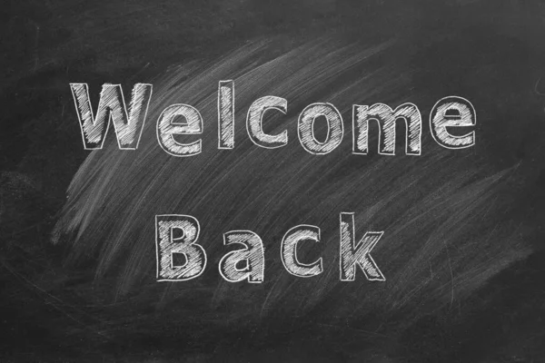 Hand Drawn Welcome Back Text Blackboard — 스톡 사진