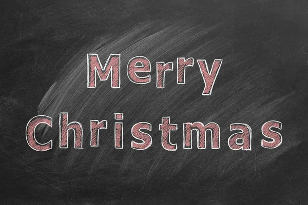 Hand Drawn Text Merry Christmas Blackboard — Stock Photo, Image