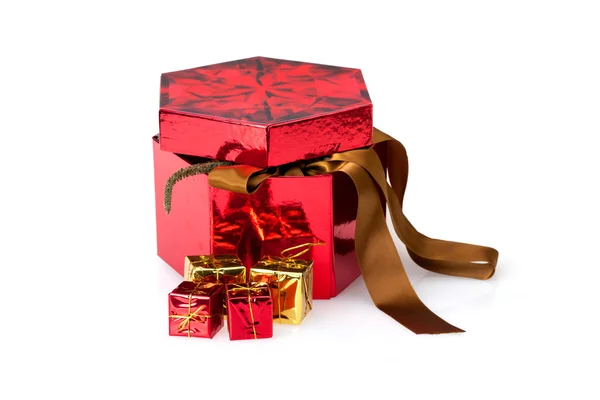 Červená dárková krabice — Stock fotografie