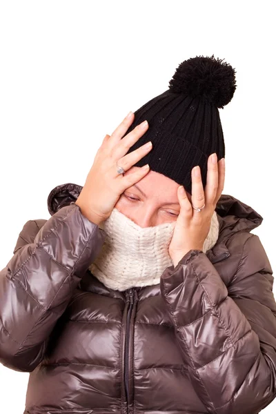 Woman With Flu And Severe Headache — Stock Photo, Image