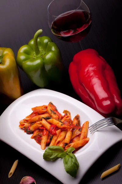 Penne Rigate con pimientos — Foto de Stock