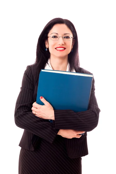 Mujer de negocios sonriente con carpeta — Foto de Stock