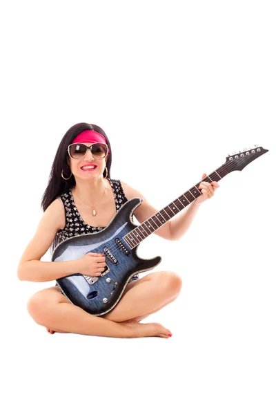 Mulher com guitarra elétrica — Fotografia de Stock