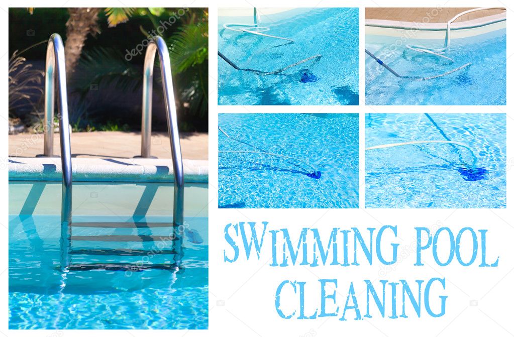 Swimming Pool Cleaning Collage