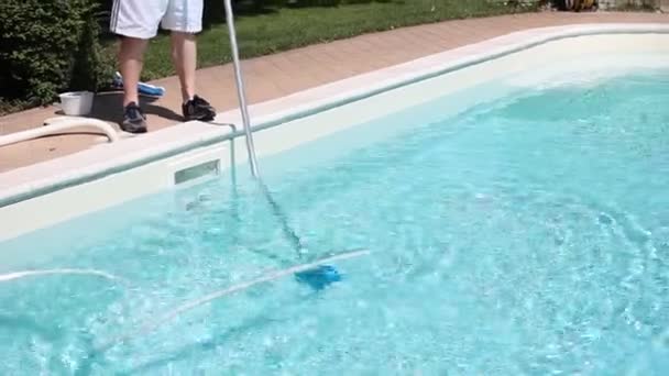 Vacuum Cleaning Of The Pool — Wideo stockowe