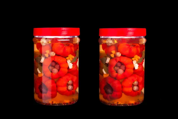 Jars With Pickles - With And Without White Reflection — Stock Photo, Image