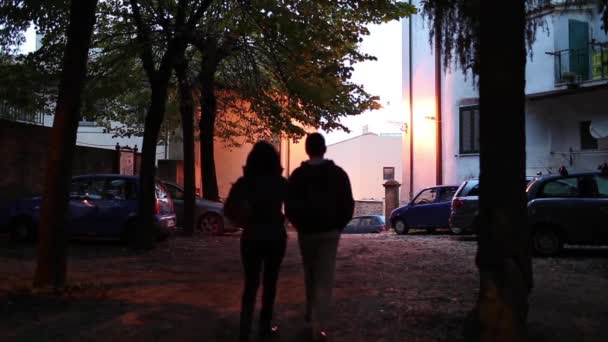 情侣们在晚上散步 — 图库视频影像