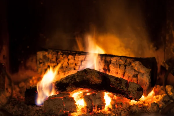 Burning Fire In The Fireplace — Stock Photo, Image