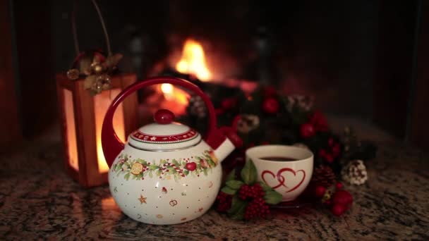 Téli ünnepek - Tea idő — Stock videók