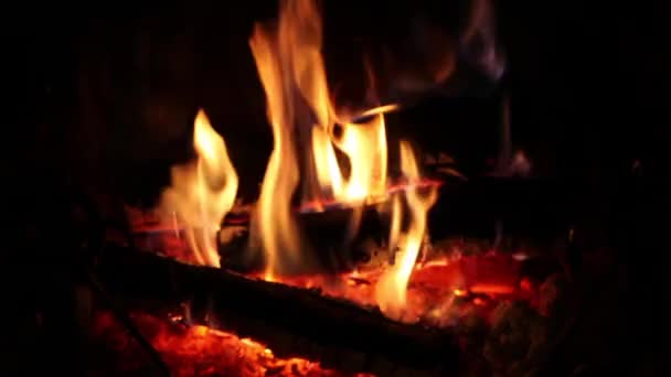 Fuego ardiendo en la chimenea — Vídeos de Stock