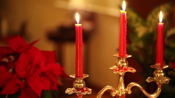 Christmas Candles Burning — Stock Video