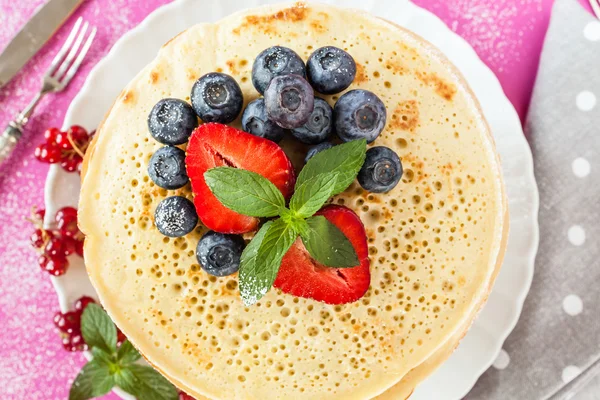 Pancakes Red Fruits — Stock Photo, Image