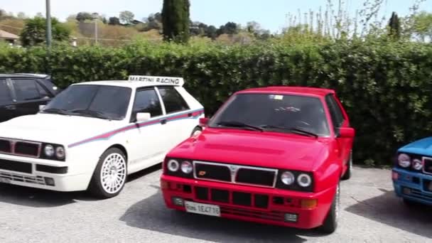 Lancia delta vintage rally autók — Stock videók