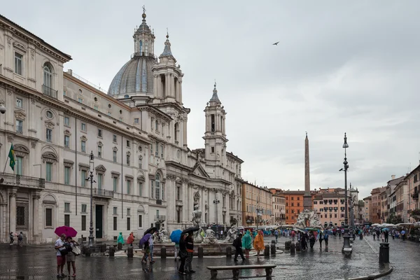 Piazza Navona sotto la pioggia — Foto Stock