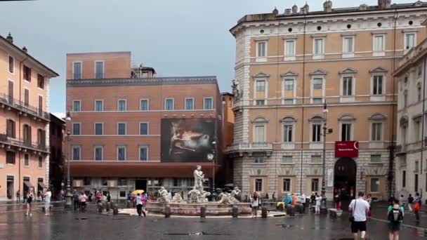 Filmación de Navona Square Clima nublado — Vídeo de stock