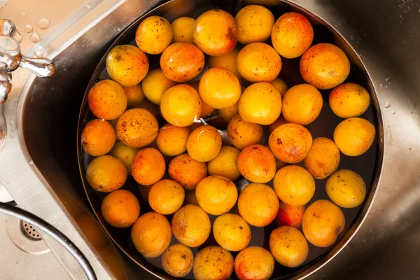 Fresh Apricots In The Water — Stock Photo, Image