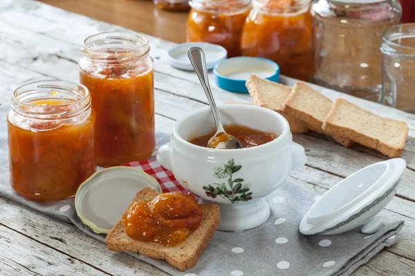 Breakfast With Jam And Rusks — Stock Photo, Image