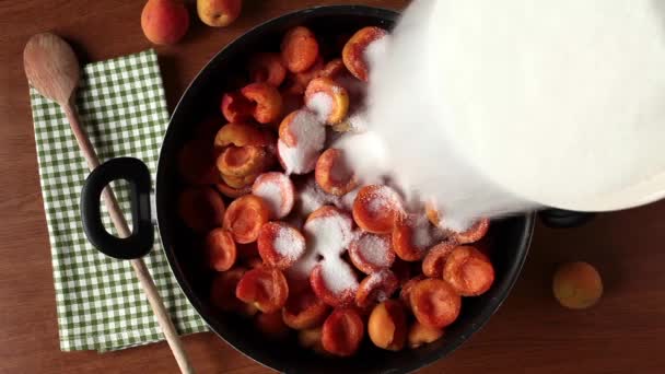 Preparazione marmellata di albicocche — Video Stock