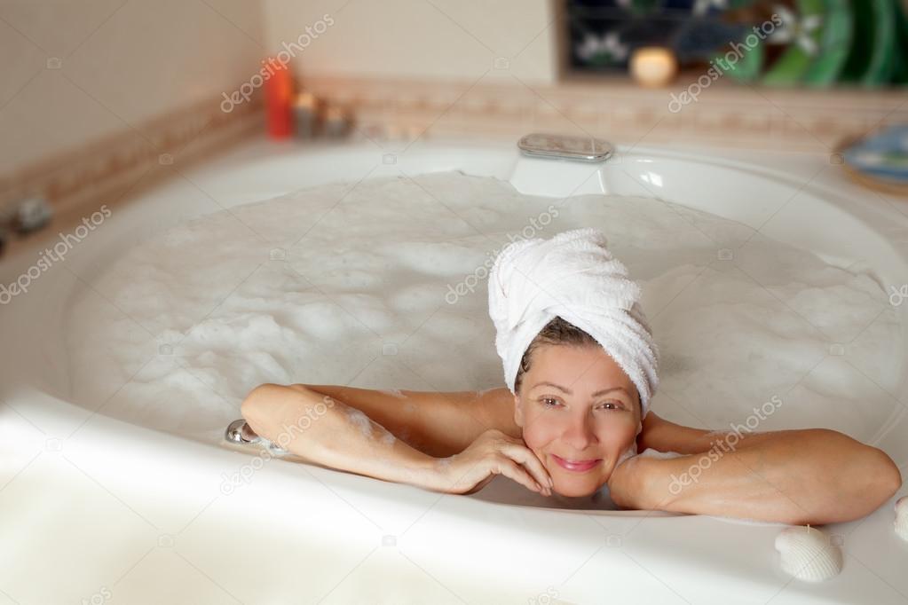 Woman Relaxing In Jacuzzi 