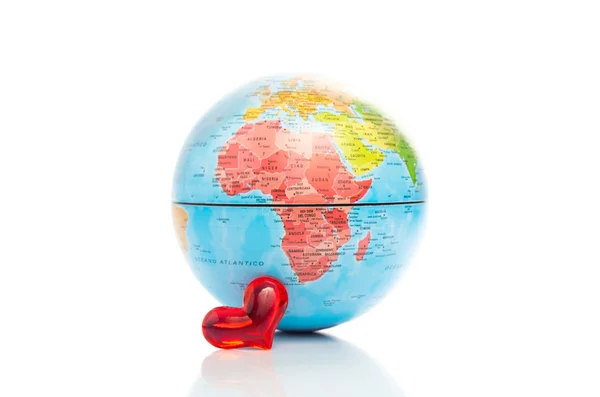 Globe showing Africa with a heart — Stock Photo, Image