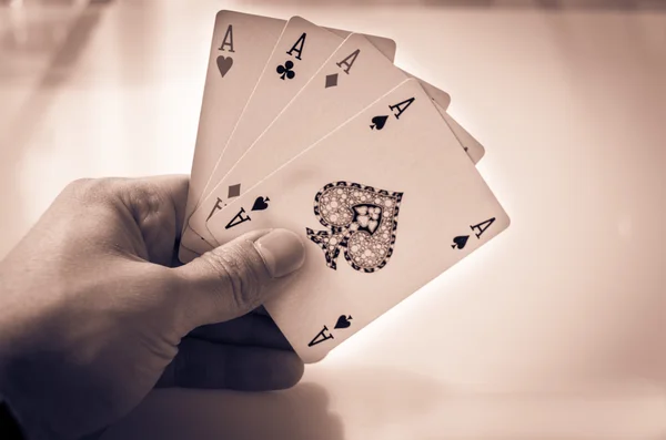Hand of four aces — Stock Photo, Image