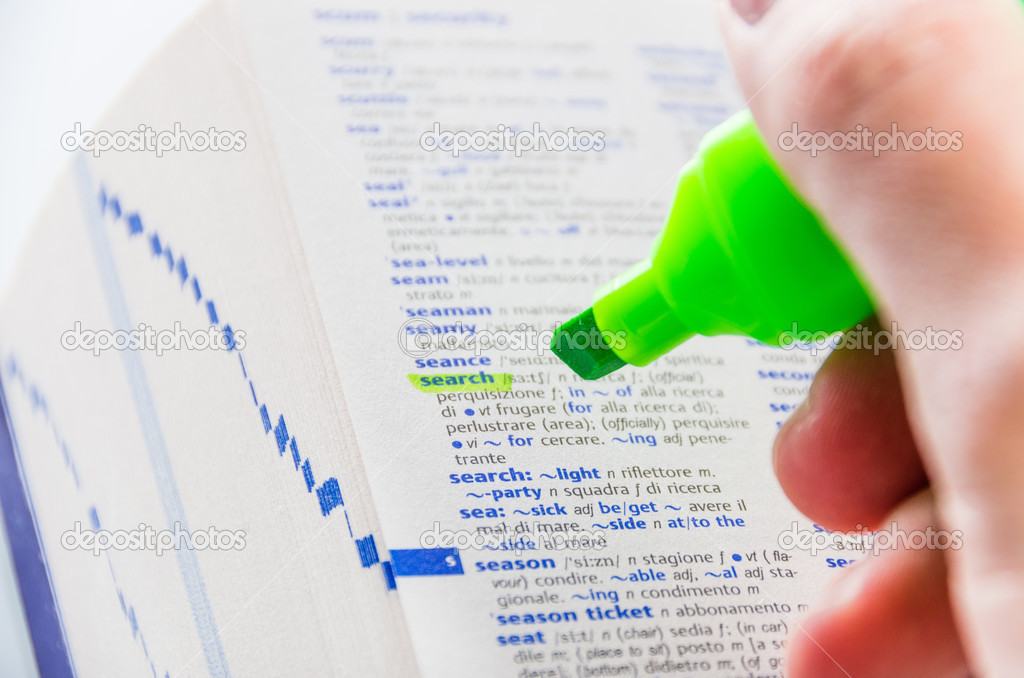 Highlighting the Search word on a dictionary Stock Photo by ©bluneo