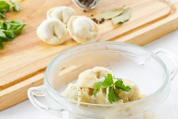 Gekochte Pelmeni — Stockfoto