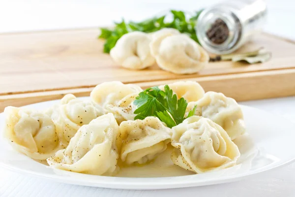 Gotowane pelmeni — Zdjęcie stockowe