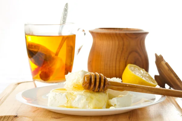 蜂蜜とミルク カッテージ チーズ — ストック写真