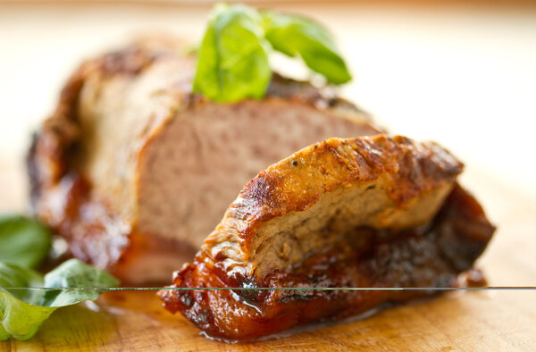 Pork fillet baked with spices on the house