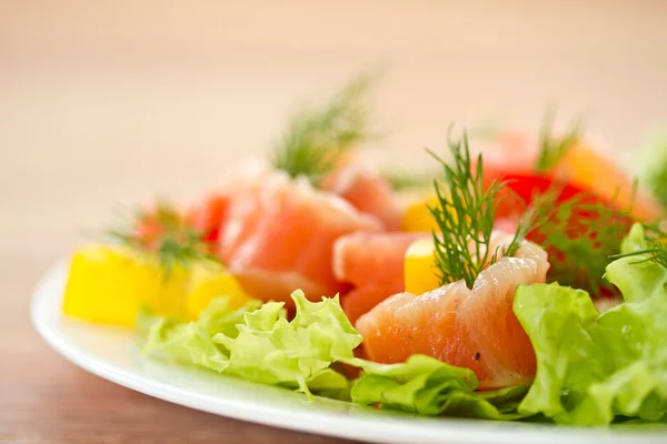 Salad with salted salmon — Stock Photo, Image