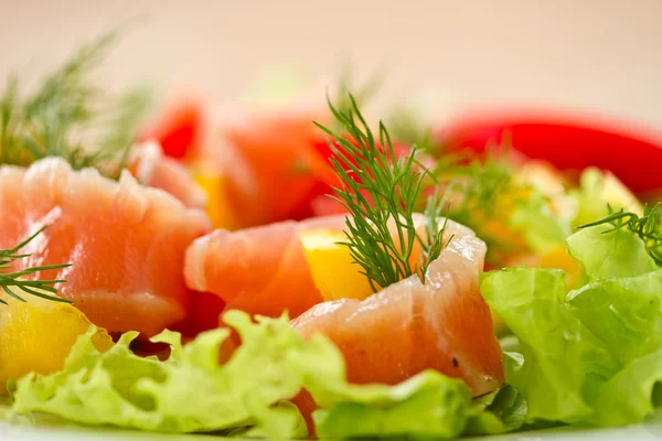 Salad with salted salmon — Stock Photo, Image