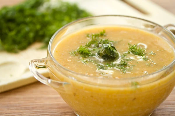 Puree soup with Brussels sprouts — Stock Photo, Image