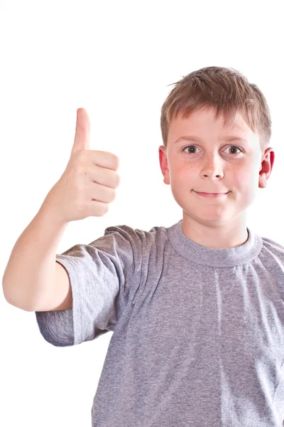 Boy teen shows cool hand sign — Stock Photo, Image