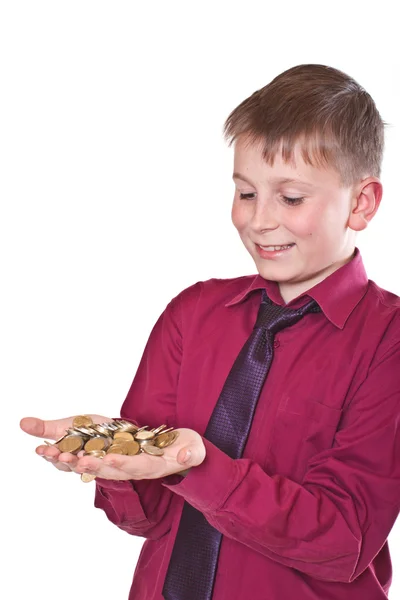 Happy teenager holding money — Stock Photo, Image