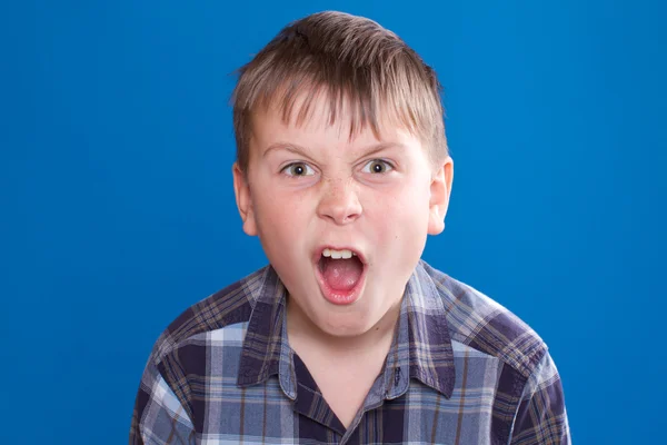 Boy emotionally shouts Stock Image