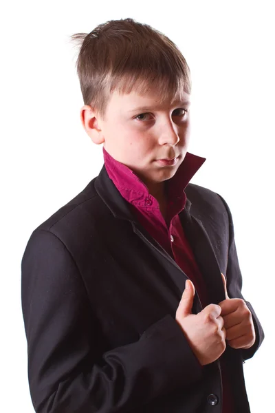 Boy in a black jacket — Stock Photo, Image