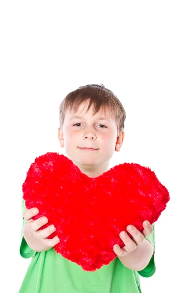 Boy holding a heart — Stock Photo, Image