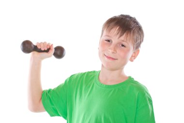 bir gencin dumbbells ile portresi